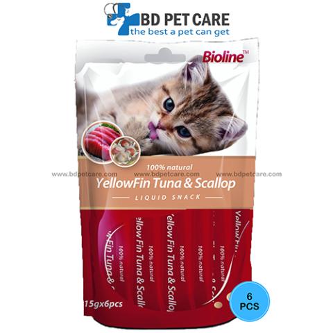 Bioline Cat Treats Meat Paste Yellowfin Tuna scallop 6x15g