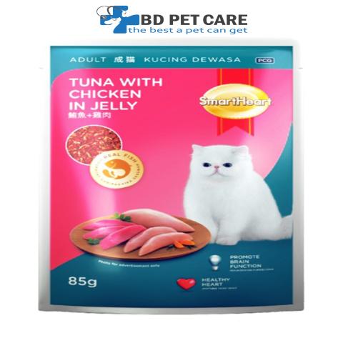 Smart Heart Adult Cat Pouch Tuna With Chicken in Jelly 85gm
